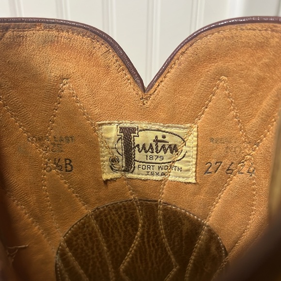 60s Justin Fort Worth Texas Suede Cowboy Boots 6.5 Vintage Western Cowgirl - Picture 6 of 6